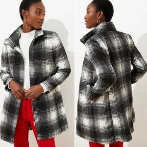 🚫SOLD🚫 NWT LOFT Women's Plaid Funnel Neck Coat - Small